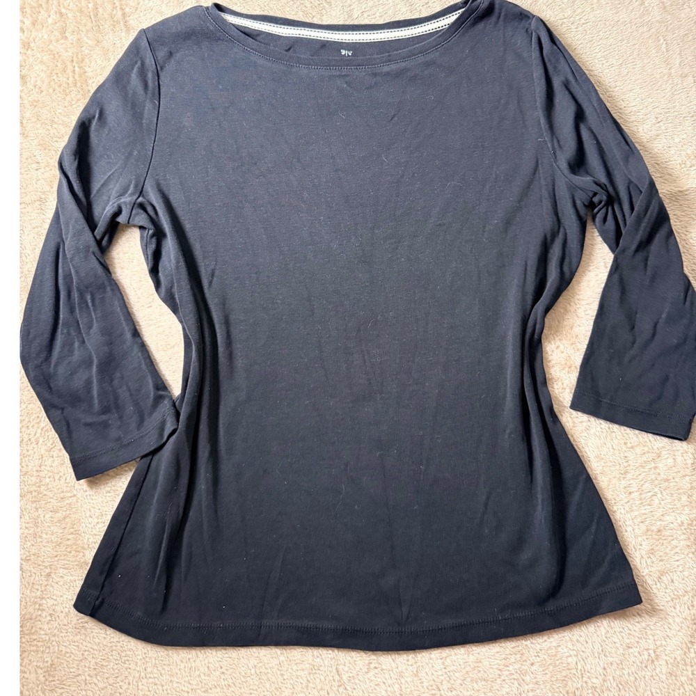 Talbots  100% Pima Cotton Boatneck 3/4 Sleeve Top Womens Medium Classic Basics